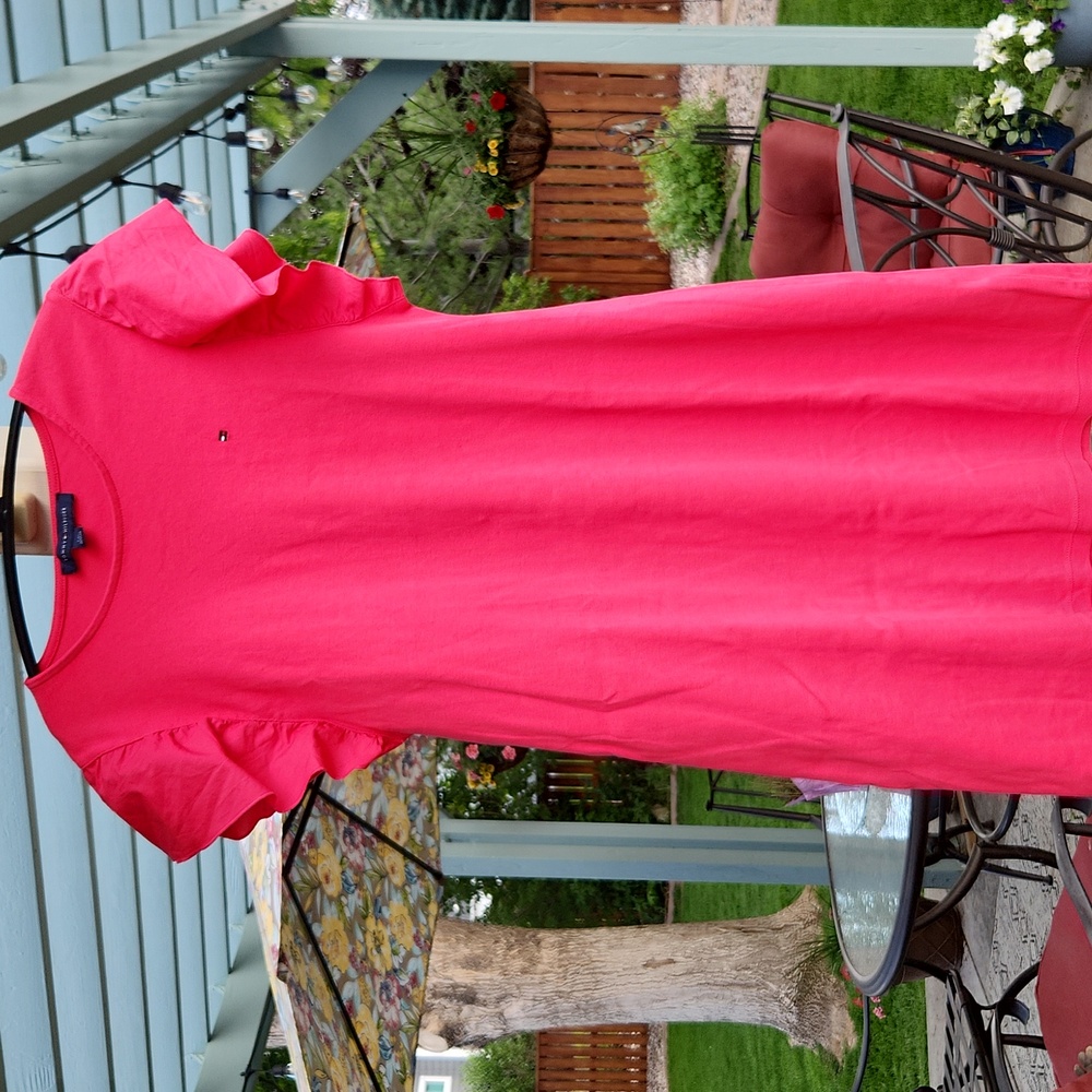 Tommy Hilfiger Fushia‎ Pink Ruffle Sleeve Knit Dress, Size L